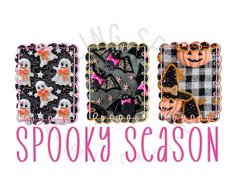 Spooky Season PNG | Cute Ghost Bat Pumpkin Clipart | Pink Halloween Sublimation | Girly Halloween PNG Bundle | Fall Spooky Art PNG