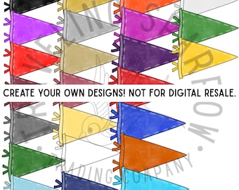 24 Color Pennant PNGs | School Spirit Clipart for Sports, Fundraisers, Pep Rally | Not for Resale of PNGs | Digital Design Asset