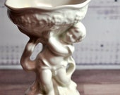 Churchill China White Cherub Pedestal Soap Dish Ring Dish Candle Holder-Made In England Vintage China Porcelain Ceramic Collectible