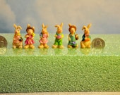 SIX (6) Micro Mini Fairy Garden Easter Bunny, Micro Mini Easter, Terrarium Accessories, Bunny Figurines, Dollhouse Miniatures, Easter Decor