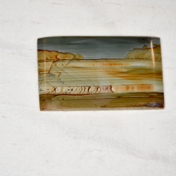 Owyhee Picture Jasper Cabochon: Scenic Stone for Belt Buckle or Pendant (50mm X 30mm)