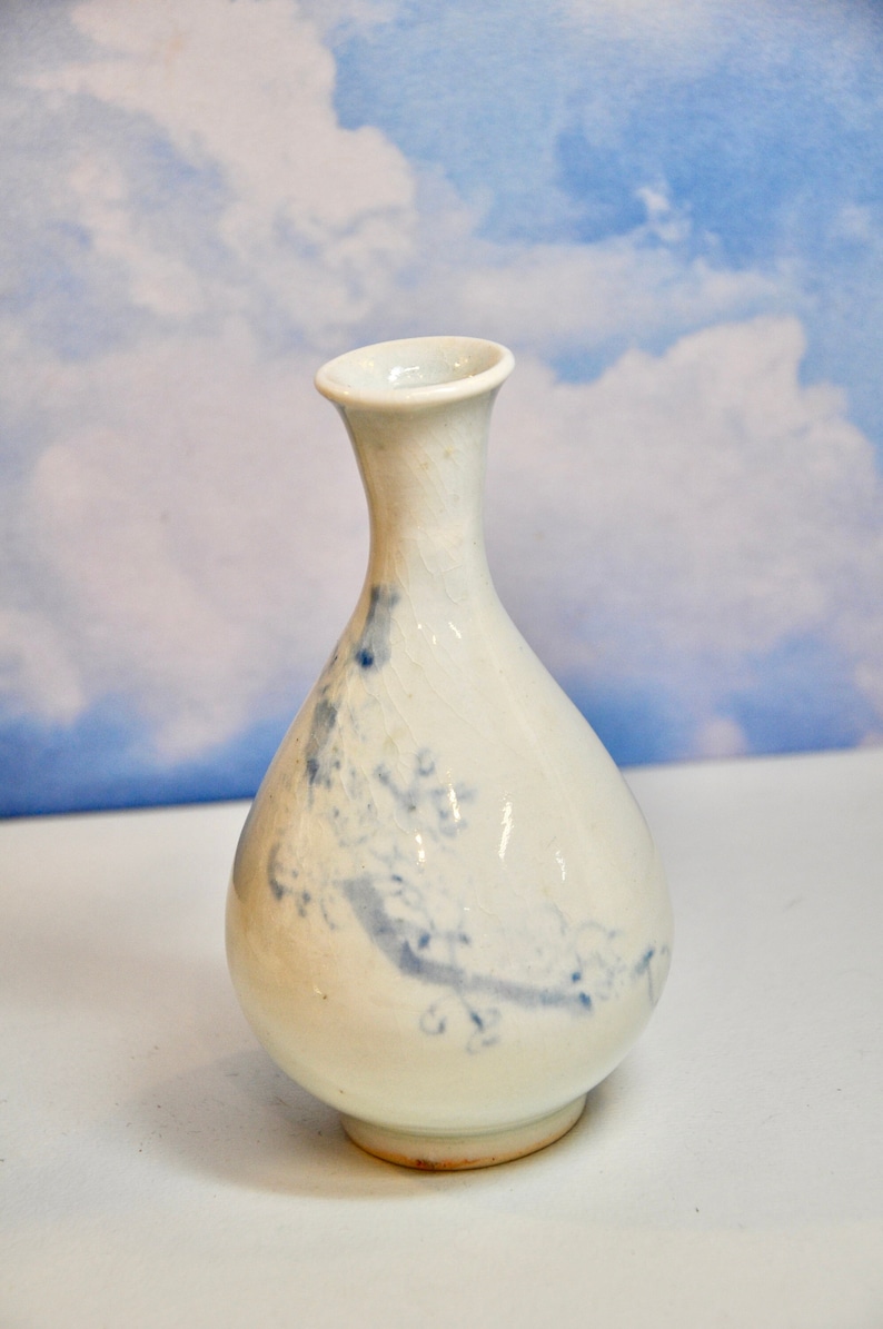 Rare Antique Blue & White Korean Vase Sought After Collectible Perfect Home or Office Decor Great Gift for Her Gift for Him Wedding Gift image 1