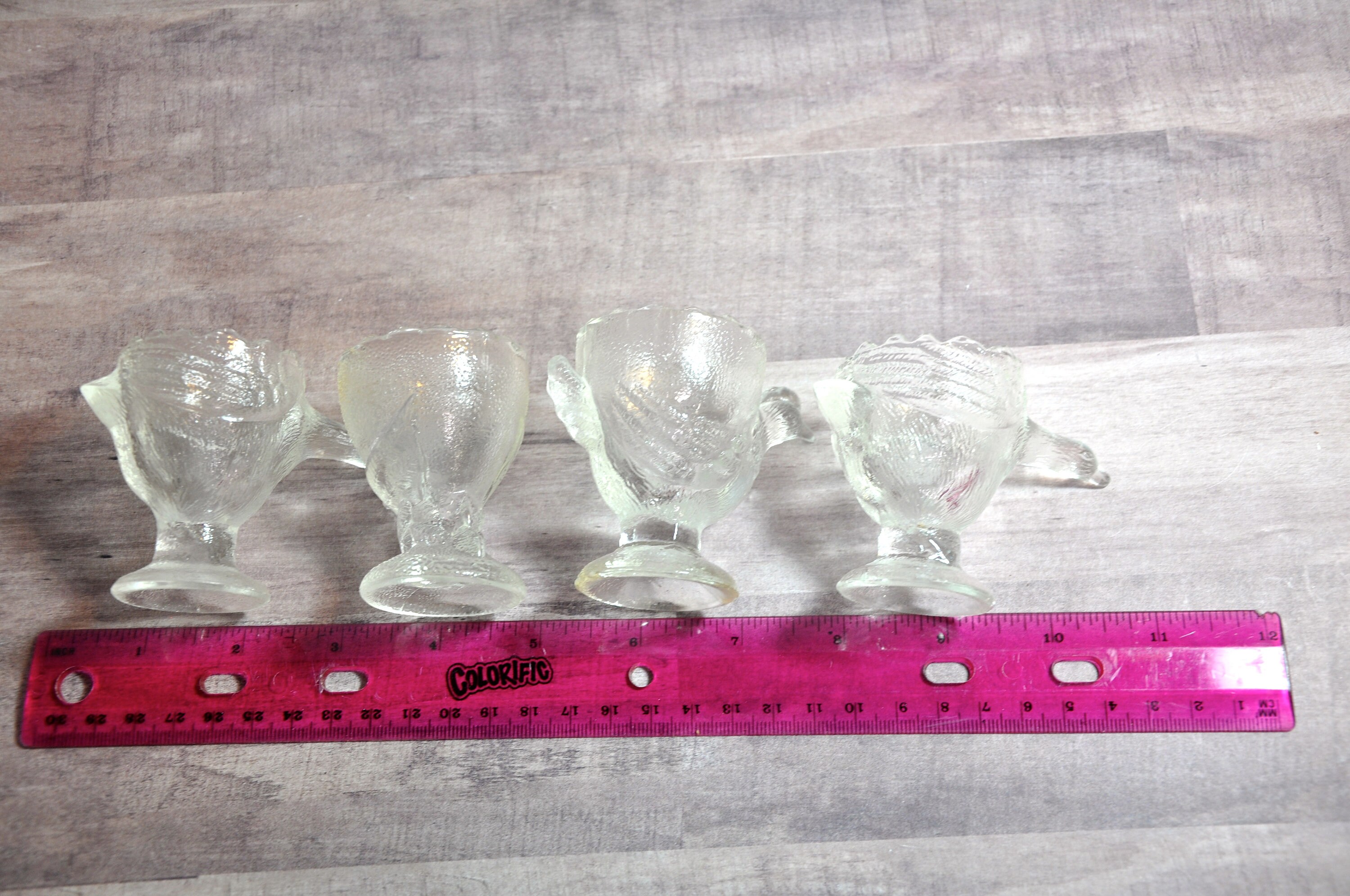 Vintage Pressed Glass Figural Egg Cups 4 in Total Chicken Etsy