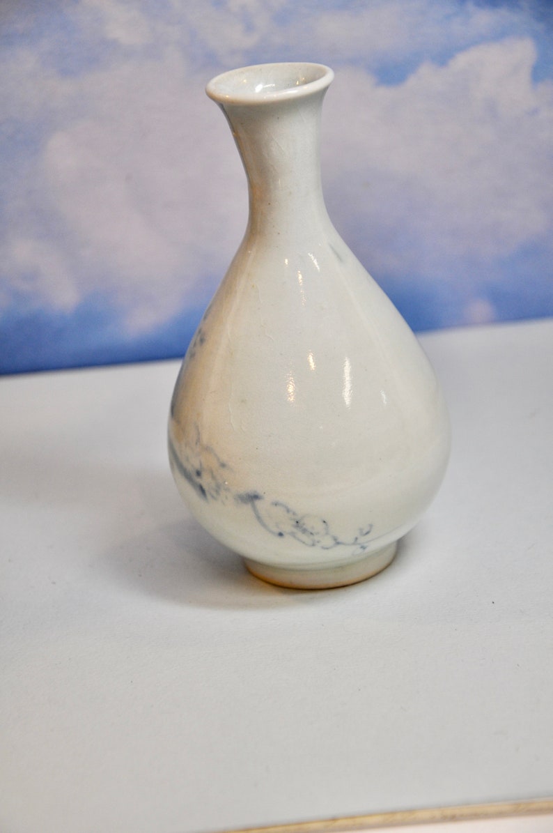 Rare Antique Blue & White Korean Vase Sought After Collectible Perfect Home or Office Decor Great Gift for Her Gift for Him Wedding Gift image 2