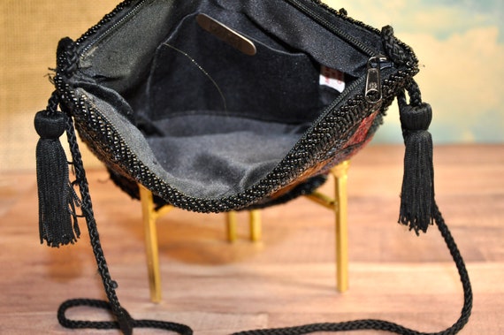 Carla Marchi Black Beaded Crossbody Clutch Handba… - image 3