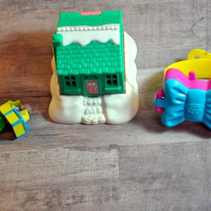 Polly Pocket McDonald&#39;s Happy Meal Toy Lot of 3 Bow Bracelet Christmas Chalet Pixie&#39;s Homework Ring Bluebird Toys Collectible Birthday Gift