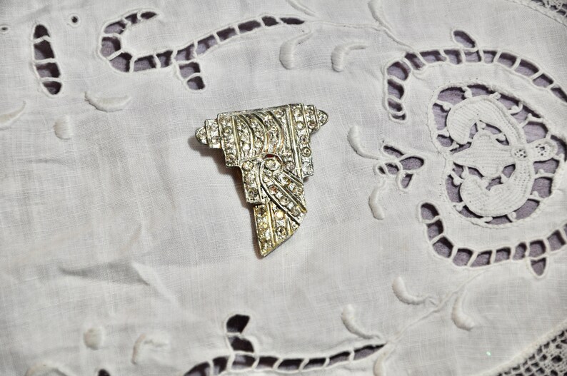 Art Deco Rhinestone Necklace Pendant or Dress Clip Antique Authentic 1920s Bridal Necklace or Clip Edwardian Victorian Downton Abby image 2