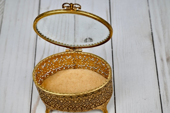 Rare French Ormolu Filigree Casket Jewelry or Tri… - image 3