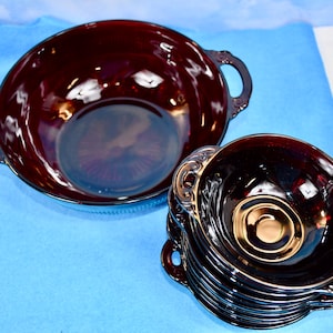 Royal Ruby Red Glass Bowl Set: Vintage Anchor Hocking Coronation, 11-Piece