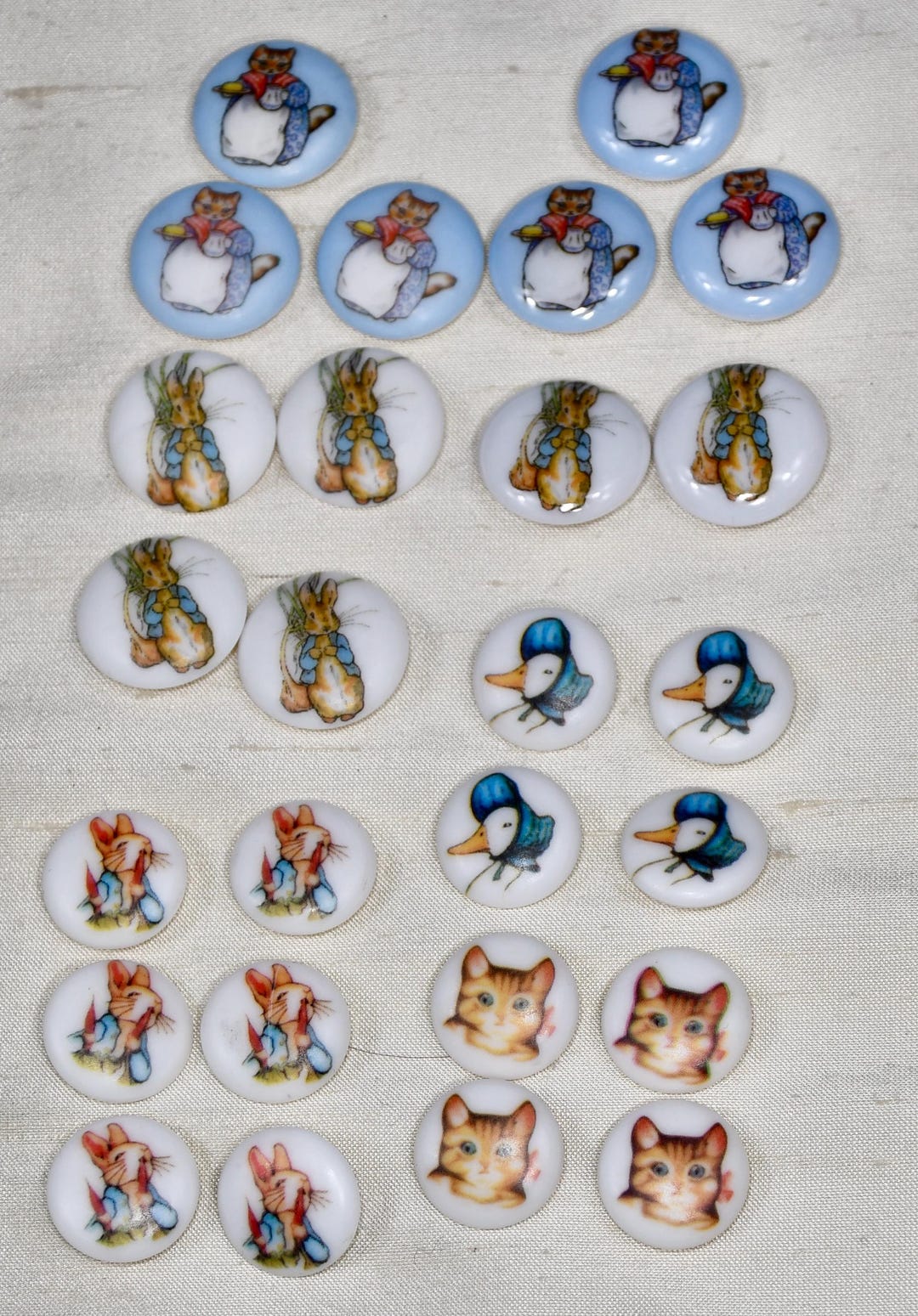 26 Beatrix Potter Peter Rabbit Buttons New Old Sock Hand Painted ...