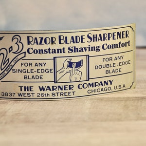 Shaving Memorabilia Warner 1 2 3 Razor Blade Sharpener Trade Mark 1931 For any Single Edge or Double Edge Blade Scarce Collectible