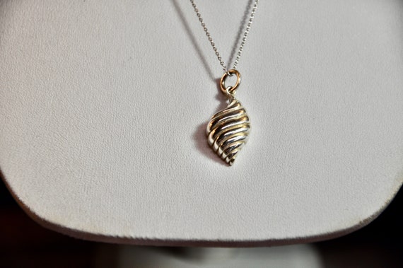 Sterling Seashell Pendant On New Sterling Chain B… - image 1