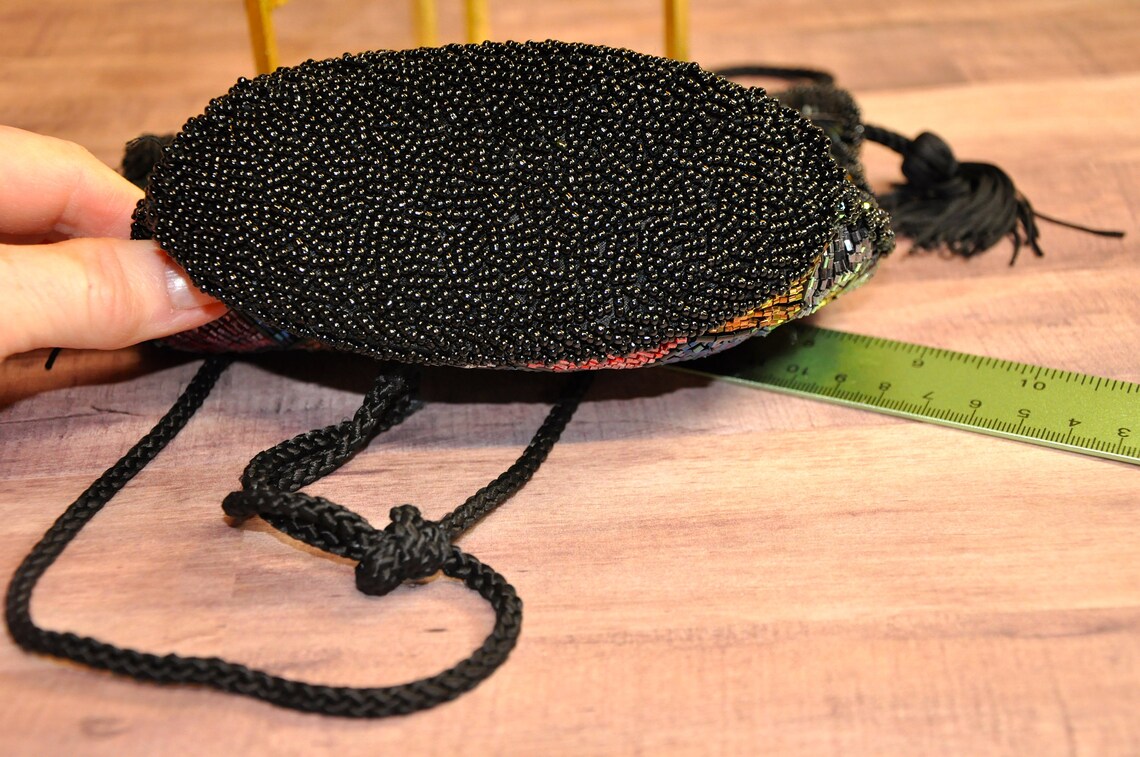 Carla Marchi Black Beaded Crossbody Clutch HandbagPurse With | Etsy