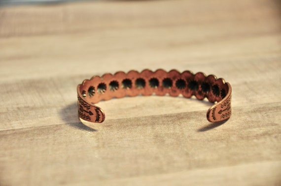 Native American Cuff Bracelet Solid Copper Unisex… - image 5