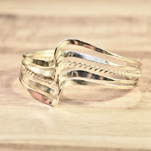 Sterling Silver Cuff Bracelet Five Band Wave Twisted Split Multi Row Handmade Circa 1960 Collectible Gift for Her New Bracelet NOS 20 Grams