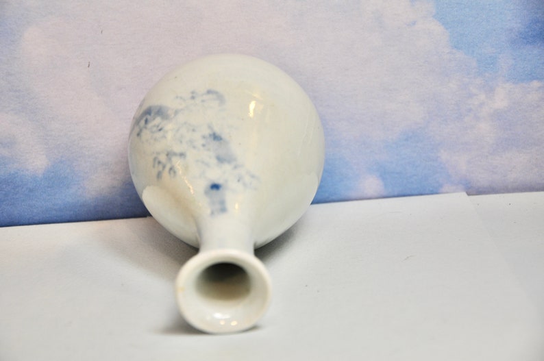Rare Antique Blue & White Korean Vase Sought After Collectible Perfect Home or Office Decor Great Gift for Her Gift for Him Wedding Gift image 7