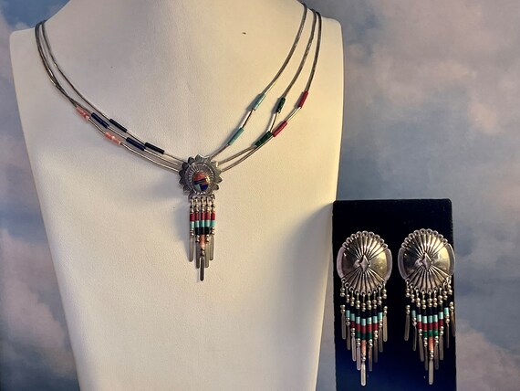 Very Rare Early Matching Thunderbird Turquoise Native American Jewelry Silver Necklace Ring Set Very Rare Early Matching Thunderbird Turquoise Native American Jewelry Silver Necklace Ring Set