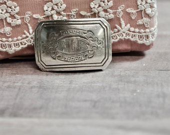 Antique Engraved Sterling Silver Belt Buckle CAM & Co. Pat Aug 17, 1917 Victorian Edwardian Unisex Ladies Sterling Buckle Gift for Her