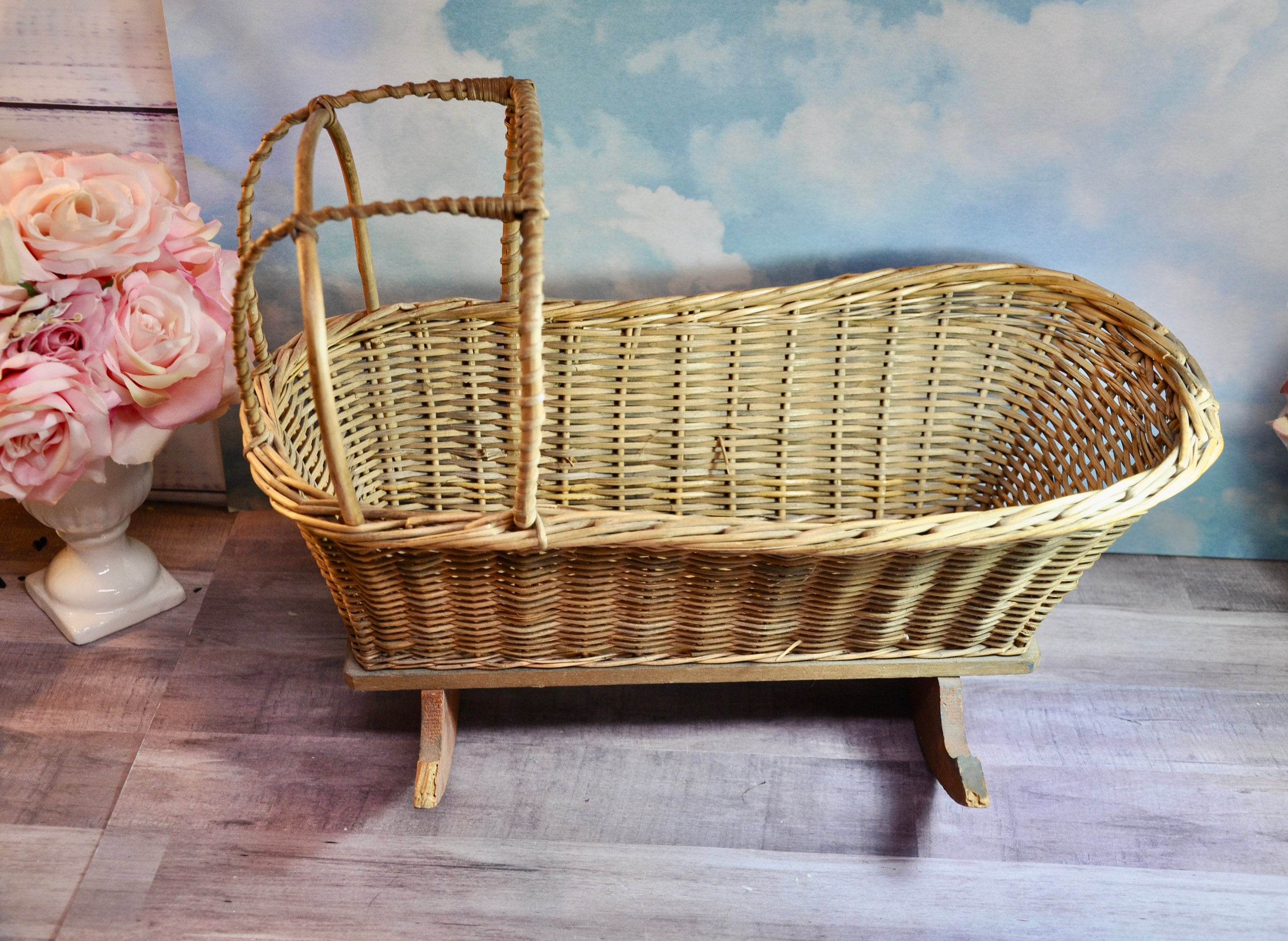 Waldin baby wicker cradle cheap