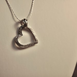 Pave Diamond Floating Heart Pendant Necklace 50 Diamonds Sterling Silver Chain & Setting Pristine Condition Birthday Gift for Her Certified