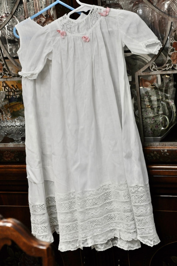 Antique Christening Gown With Slip Handmade French