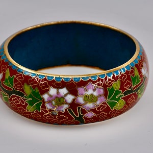 Vintage Artisan Handmade Chinese Cloisonné Bracelet Vibrant Colors Even Enamel Work Finest Craftsmanship Circa 1950's Gift for Mother or Her image 5