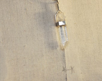 Quartz Point Crystal Pendant Necklace Sterling Silver Setting New Sterling Silver Chain Gift For Her Clear Raw Point Crystal Pendant Healing