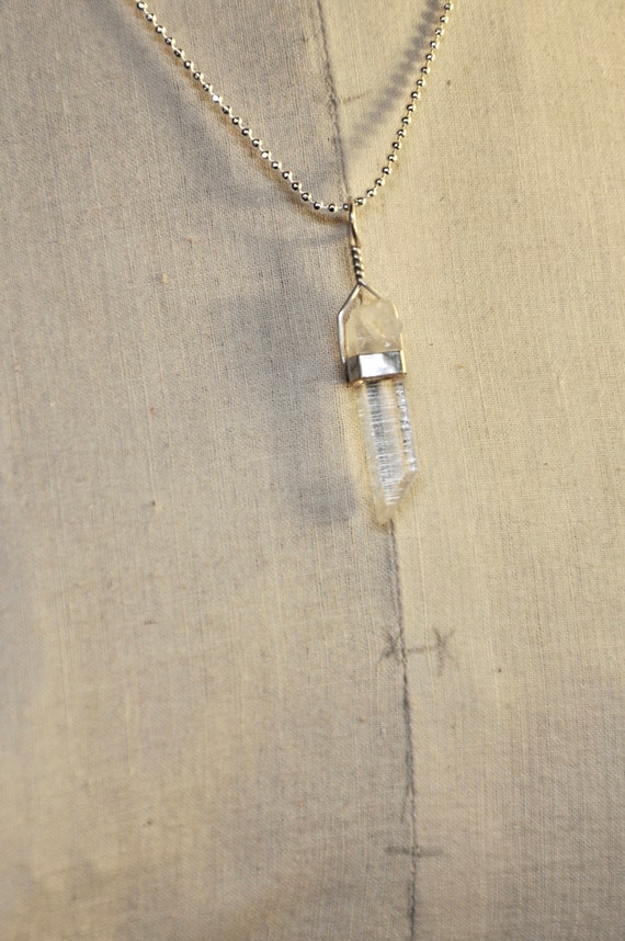 Quartz Point Crystal Pendant Necklace Sterling Sil