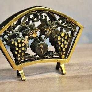 Vintage Bronze Letter Holder: Israeli Home Decor, 1950s