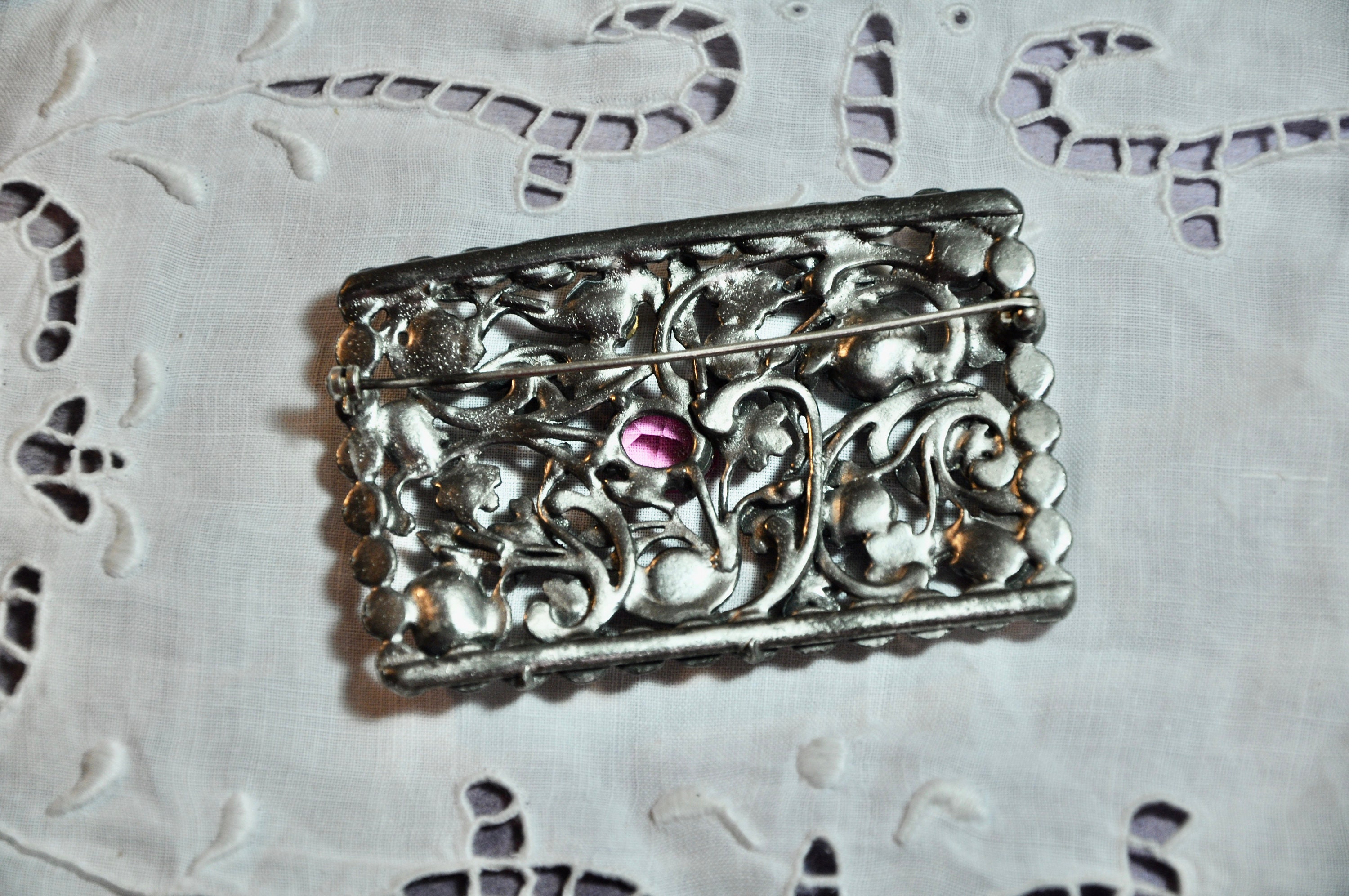 Antique Art Deco Neiger Brothers Brooch: Czech Glass Rhinestone