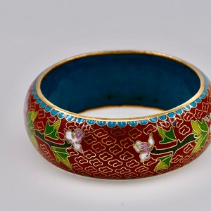 Vintage Artisan Handmade Chinese Cloisonné Bracelet Vibrant Colors Even Enamel Work Finest Craftsmanship Circa 1950's Gift for Mother or Her image 6