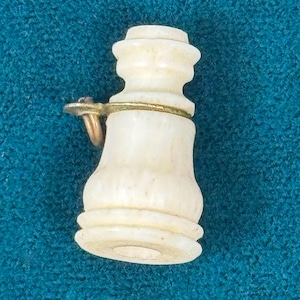 Antique Bone Stanhope Monocular Watch Fob: Saint Anne & Virgin Mary