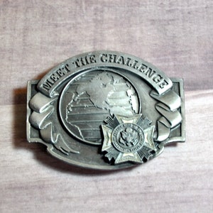 Vintage VFW Belt Buckle: &quot;Meet The Challenge&quot; Limited Edition