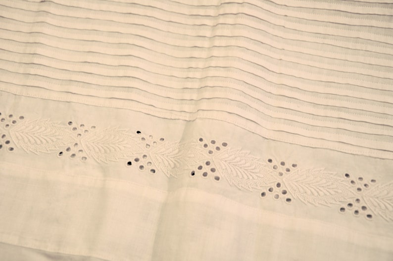 Antique Christening Gown Very Long 44 English With Tucks and Broderie Anglaise Hand Needlework