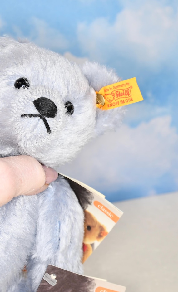 Rare Steiff Magnetic Click-apart Bear: Blue Mohair, Retired, New