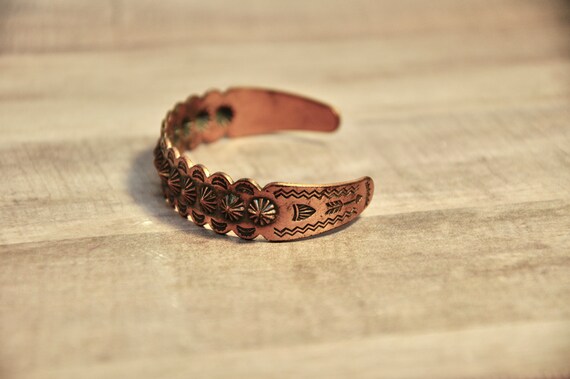 Native American Cuff Bracelet Solid Copper Unisex… - image 4