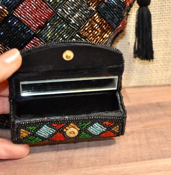 Carla Marchi Black Beaded Crossbody Clutch Handba… - image 7