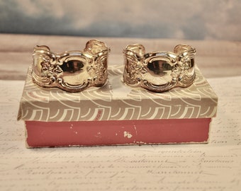 Gorham Silverplate Napkin Rings Chantilly YC1380 Signed Gorham Victorian Style Original Box Collectible Add Monogram Wedding Gift Rare Set