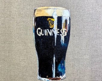 Pint of Irish stout, original oil painting on wrapped canvas- pub style guinness art decor