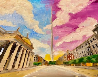 Dublin, GPO and O’Connell street, oil on canvas original landscapes