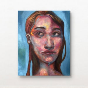 BLUE | Portrait of Girl Art Print | Colorful Abstract Figurative Oil Painting