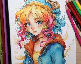 Shades of Manga - Malbuch zum Stressabbau für Erwachsene - Anime Art - Digitaler Download