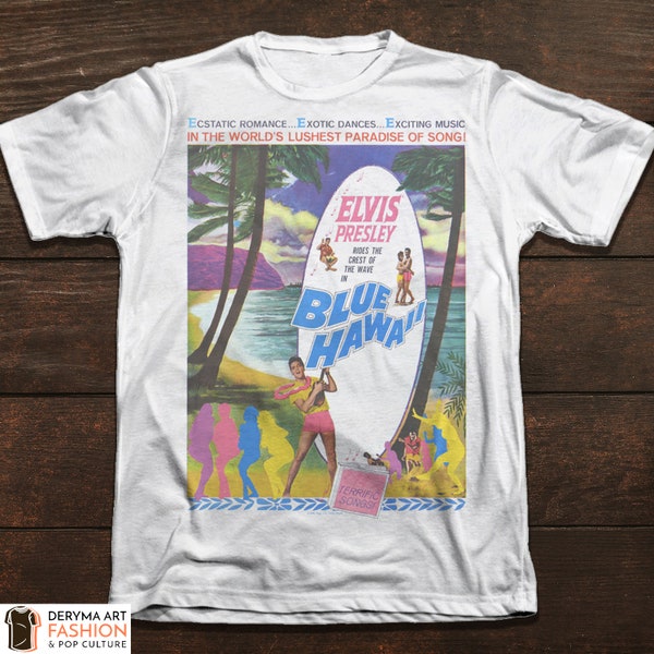 Elvis Presley T-Shirt, Classic Vintage Retro Style Tee, Legendary King of Rock N Roll Music Shirt, Blue Hawaii Movie T-Shirt, Men and Women