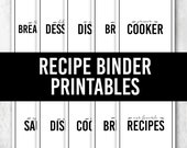 Items similar to Recipe Binder Printables, Recipe Book, Recipe Dividers ...