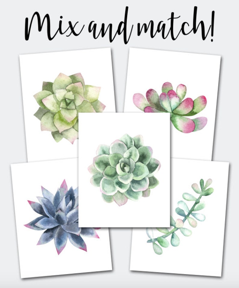 Succulent Wall Art Succulent Printable Watercolor Succulent | Etsy