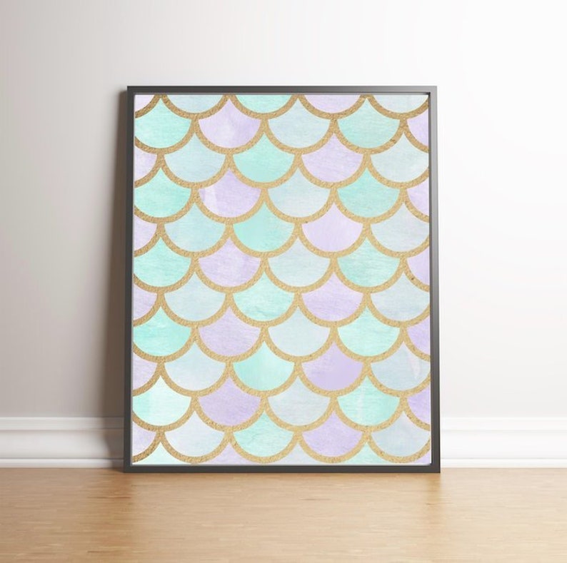 Mermaid Decor, Purple Mermaid Printable, Mermaid Room Print, Mermaid Decor, Mermaid Scales ...