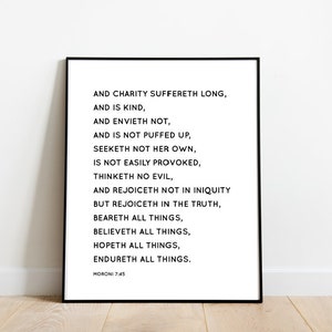 Moroni 7:45, Charity, Book of Mormon, LDS Scripture Printable, Charity Scripture, Book of Mormon Scripture, Charity Print, LDS, Verse Print