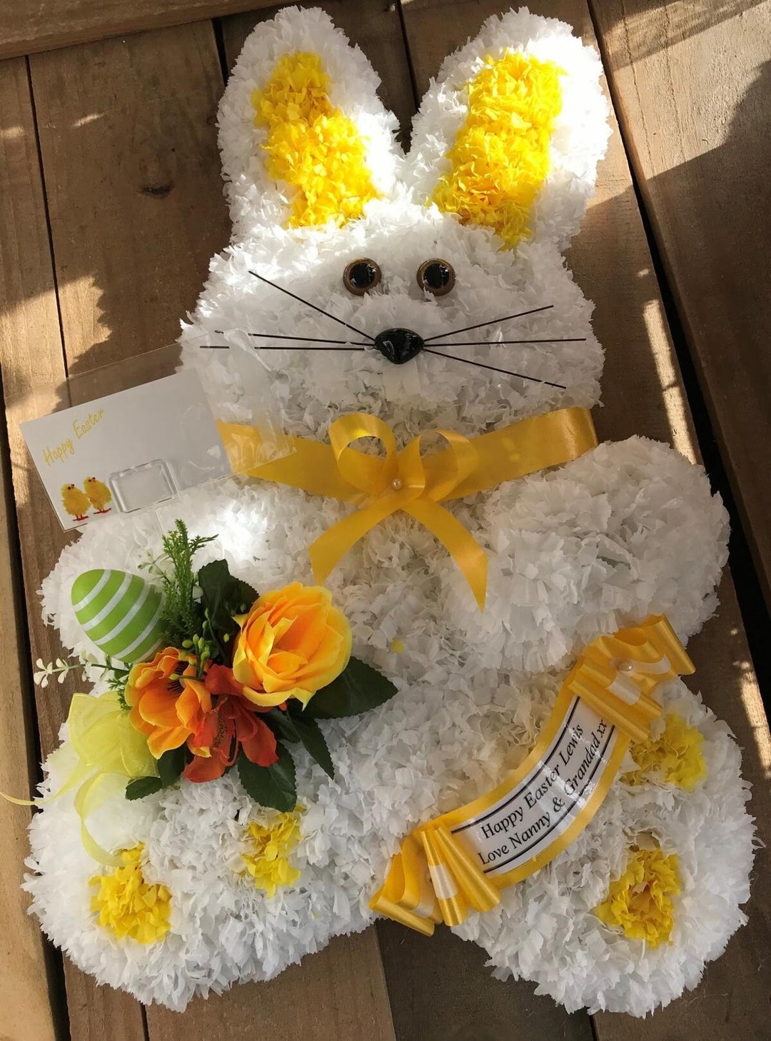 Bunny Rabbit Silk Flower Funeral Tribute, Memorial Wreath - Etsy UK