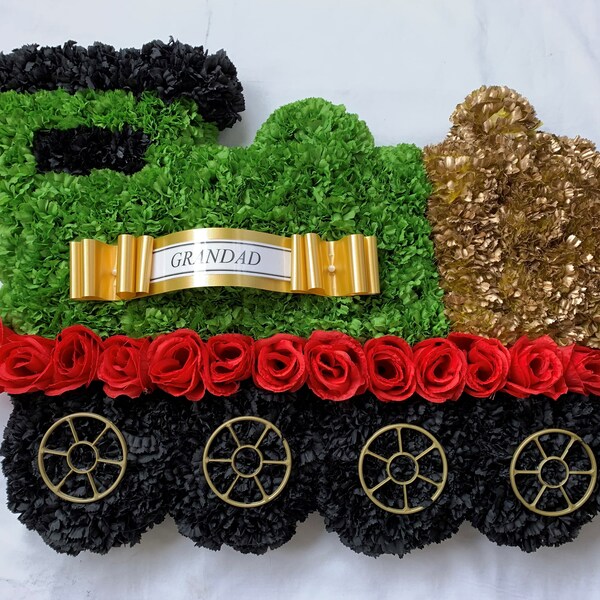 Train Artificial Silk Funeral Flower Tribute Wreath Memorial Son Baby Boy Floral Childrens Arrangement Wreath