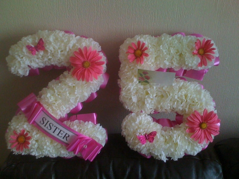 Artificial Silk Funeral Flower Any 2 Number or Letter Wreath Etsy UK